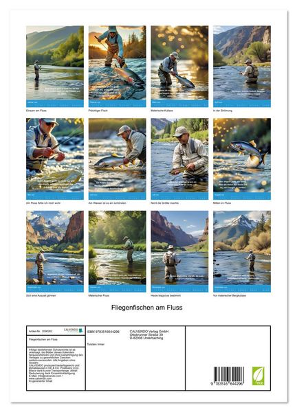 Produktbild: Fliegenfischen am Fluss (hochwertiger Premium Wandkalender 2026 DIN A2 hoch), Kunstdruck in Hochglanz