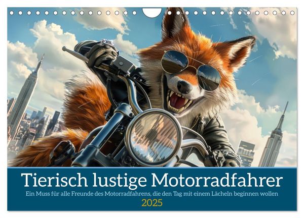 Tierisch lustige Motorradfahrer (Wandkalender 2025 DIN A4 quer), CALVENDO Monatskalender