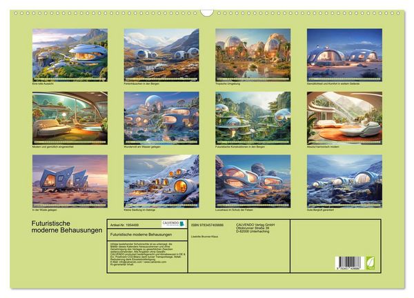 Produktbild: Futuristische moderne Behausungen (Wandkalender 2026 DIN A2 quer), CALVENDO Monatskalender