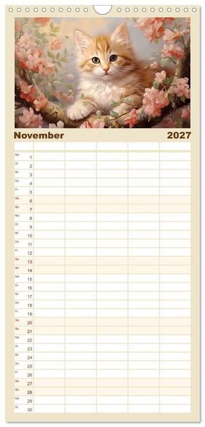 Produktbild: Familienplaner 2027 - Tierisch s&uuml;&szlig;! mit 5 Spalten (Wandkalender, 21 x 45 cm) CALVENDO