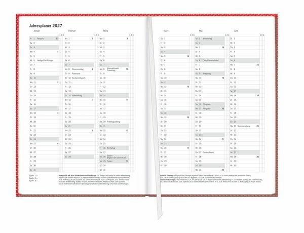 Produktbild: Terminer A6, Struktur rot 2027