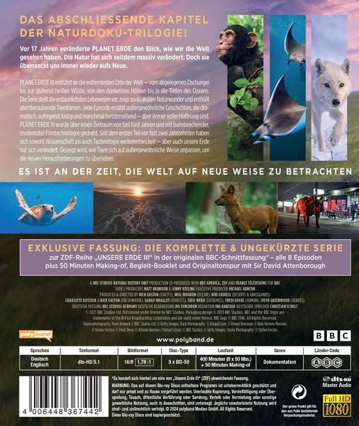 Produktbild: PLANET ERDE III - bekannt auch als ZDF-Reihe "Unsere Erde III" [3 BRs]