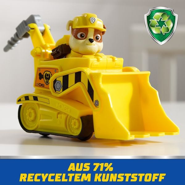 Produktbild: PAW Patrol - Rubble-Figur mit Bulldozer-Baufahrzeug, stabiles Basis-Fahrzeug (2025), authentisches Spielzeug zur Serie f&uuml;r Kinder ab 3 Jahren
