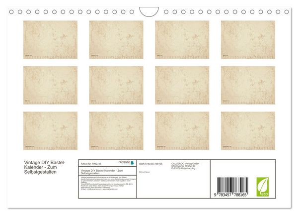 Produktbild: Vintage DIY Bastel-Kalender - Zum Selbstgestalten (Wandkalender 2026 DIN A4 quer), CALVENDO Monatskalender
