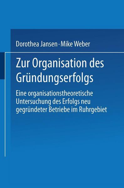 Produktbild: Zur Organisation des Gr&uuml;ndungserfolgs