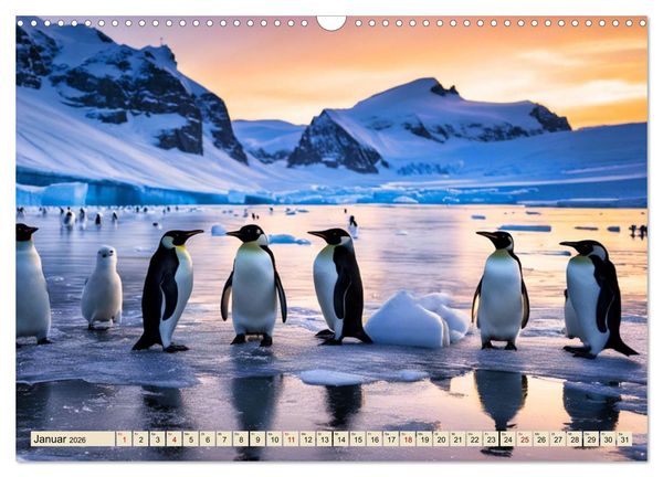 Produktbild: Kaiserpinguine - bezaubernde Fracktr&auml;ger (Wandkalender 2026 DIN A3 quer), CALVENDO Monatskalender