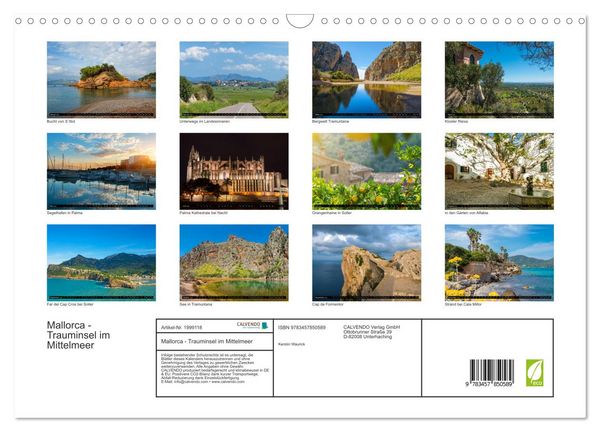 Produktbild: Mallorca - Trauminsel im Mittelmeer (Wandkalender 2026 DIN A3 quer), CALVENDO Monatskalender