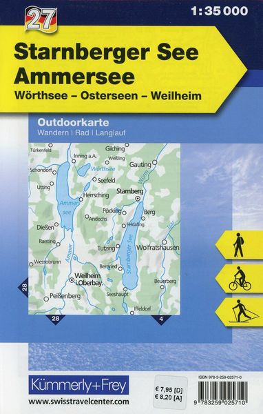 Produktbild: K&uuml;mmerly+Frey Outdoorkarte Deutschland 27 Starnberger See, Ammersee 1:35.000