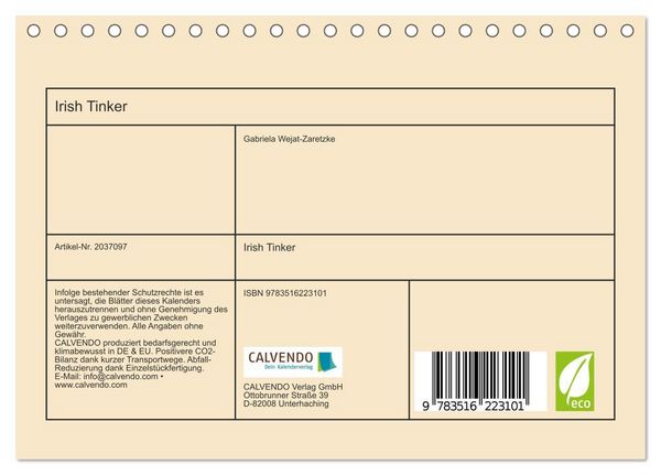 Produktbild: Irish Tinker (Tischkalender 2026 DIN A5 quer), CALVENDO Monatskalender