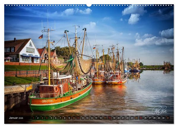 Produktbild: Ostfriesland, die alten H&auml;fen - Greetsiel, Neuharlingersiel, Carolinensiel (Wandkalender 2026 DIN A2 quer), CALVENDO Monatskalender