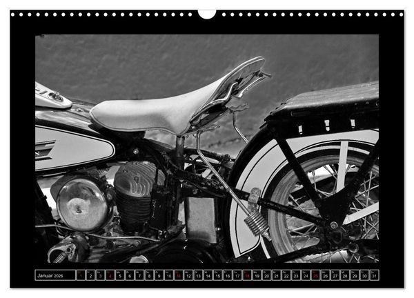 Produktbild: Harley Davidson WLA 750 in Schwarzweiss (Wandkalender 2026 DIN A3 quer), CALVENDO Monatskalender
