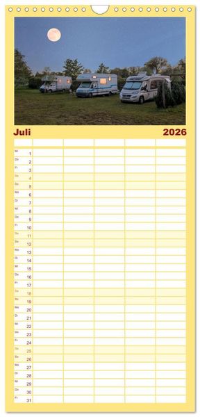 Produktbild: Familienplaner 2026 - Vanlife - Gl&uuml;cklich auf vier R&auml;dern mit 5 Spalten (Wandkalender, 21 x 45 cm) CALVENDO
