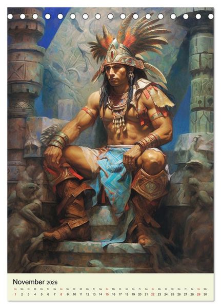 Produktbild: Fantasy-Azteken. Mesoamerikanische Krieger einer Hochkultur (Tischkalender 2026 DIN A5 hoch), CALVENDO Monatskalender