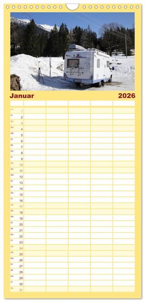 Produktbild: Familienplaner 2026 - Wohnmobil-Reisen mit 5 Spalten (Wandkalender, 21 x 45 cm) CALVENDO