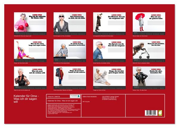 Produktbild: Kalender f&uuml;r Oma - Was ich dir sagen will (Wandkalender 2026 DIN A2 quer), CALVENDO Monatskalender