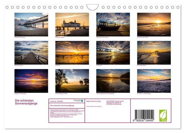 Produktbild: Die sch&ouml;nsten Sonnenaufg&auml;nge (Wandkalender 2026 DIN A4 quer), CALVENDO Monatskalender