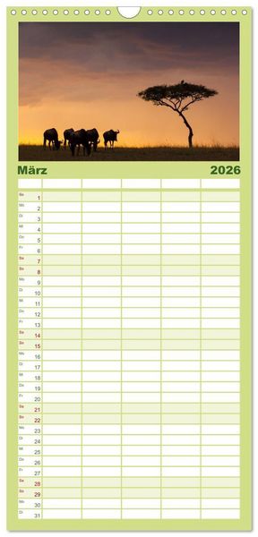 Produktbild: Familienplaner 2026 - Emotionale Momente: Afrika Wildlife. Part 3. mit 5 Spalten (Wandkalender, 21 x 45 cm) CALVENDO