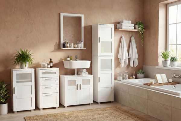 Produktbild: Holz Badschrank Badunterschrank Waschbecken Nilari