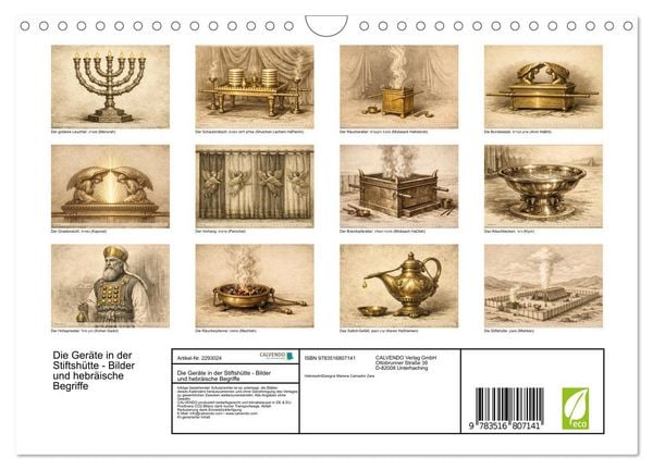 Produktbild: Die Ger&auml;te in der Stiftsh&uuml;tte - Bilder und hebr&auml;ische Begriffe (Wandkalender 2027 DIN A4 quer), CALVENDO Monatskalender