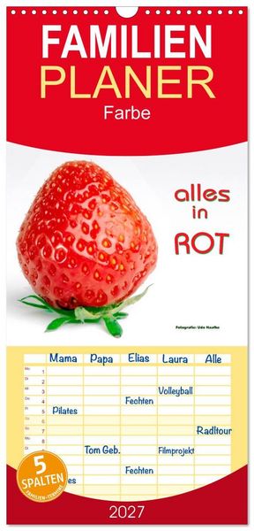 Produktbild: Familienplaner 2027 - Alles in Rot mit 5 Spalten (Wandkalender, 21 x 45 cm) CALVENDO