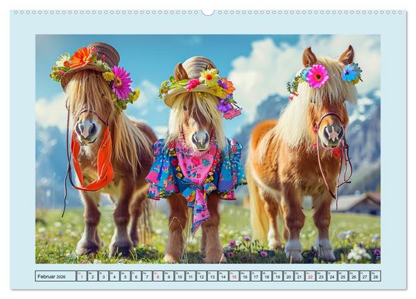 Produktbild: Pony-Parade. Stylisches Abenteuer auf kleinen Hufen (hochwertiger Premium Wandkalender 2026 DIN A2 quer), Kunstdruck in Hochglanz