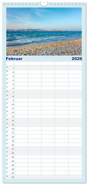 Produktbild: Familienplaner 2026 - Insel Kos - Str&auml;nde mit 5 Spalten (Wandkalender, 21 x 45 cm) CALVENDO