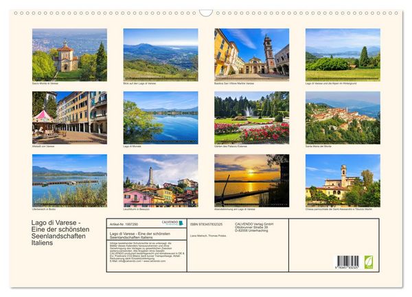 Produktbild: Lago di Varese - Eine der sch&ouml;nsten Seenlandschaften Italiens (Wandkalender 2026 DIN A2 quer), CALVENDO Monatskalender