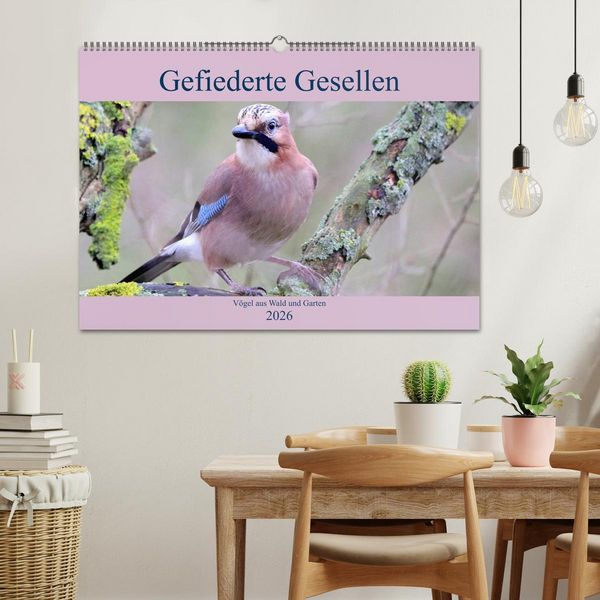 Produktbild: Gefiederte Gesellen - V&ouml;gel aus Wald und Garten (Wandkalender 2026 DIN A2 quer), CALVENDO Monatskalender