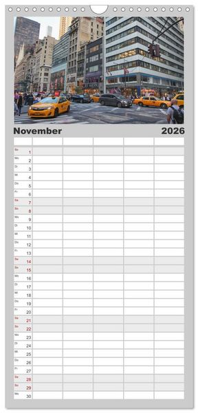 Produktbild: Familienplaner 2026 - Streets of New York - Zu Fu&szlig; durch die Metropole der Superlative mit 5 Spalten (Wandkalender, 21 x 45 cm) CALVENDO