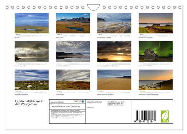 Produktbild: Landschaftstr&auml;ume in den Westfjorden (Wandkalender 2026 DIN A4 quer), CALVENDO Monatskalender
