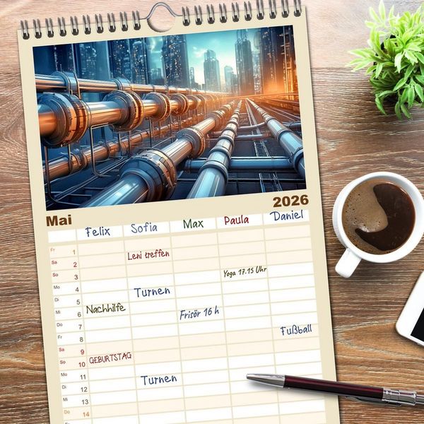 Produktbild: Familienplaner 2026 - Zukunftsvision Megacity mit 5 Spalten (Wandkalender, 21 x 45 cm) CALVENDO