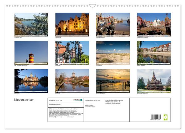 Produktbild: Niedersachsen (Wandkalender 2026 DIN A2 quer), CALVENDO Monatskalender