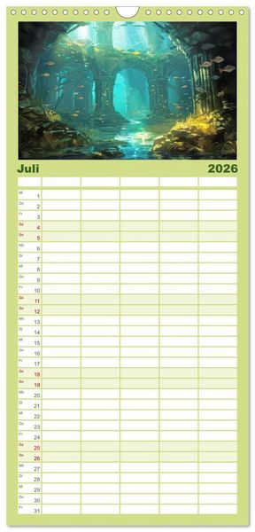Produktbild: Familienplaner 2026 - Ruinen versunkener Kulturen - Fantasiebilder mit 5 Spalten (Wandkalender, 21 x 45 cm) CALVENDO