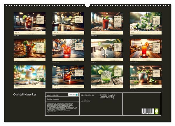 Produktbild: Cocktail-Klassiker (Wandkalender 2026 DIN A2 quer), CALVENDO Monatskalender
