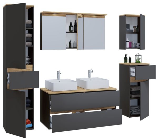 Produktbild: 7 tlg. Badm&ouml;bel-Set mit Waschbecken Cosila-A 111cm