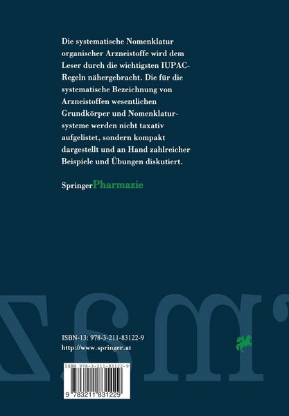 Produktbild: Die systematische Nomenklatur organischer Arzneistoffe