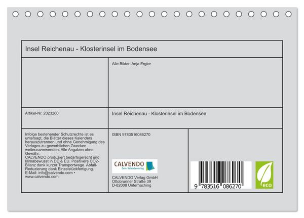 Produktbild: Insel Reichenau - Klosterinsel im Bodensee (Tischkalender 2026 DIN A5 quer), CALVENDO Monatskalender