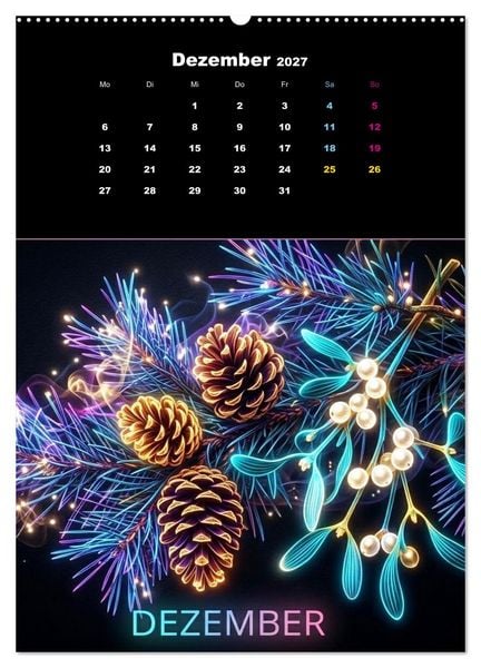 Produktbild: Neon Botanicals - Flora im Lichtrausch (hochwertiger Premium Wandkalender 2027 DIN A2 hoch), Kunstdruck in Hochglanz