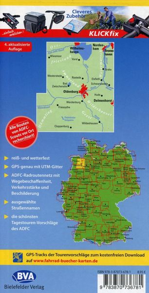 Produktbild: ADFC-Regionalkarte Oldenburger Land mit Tagestouren-Vorschl&auml;