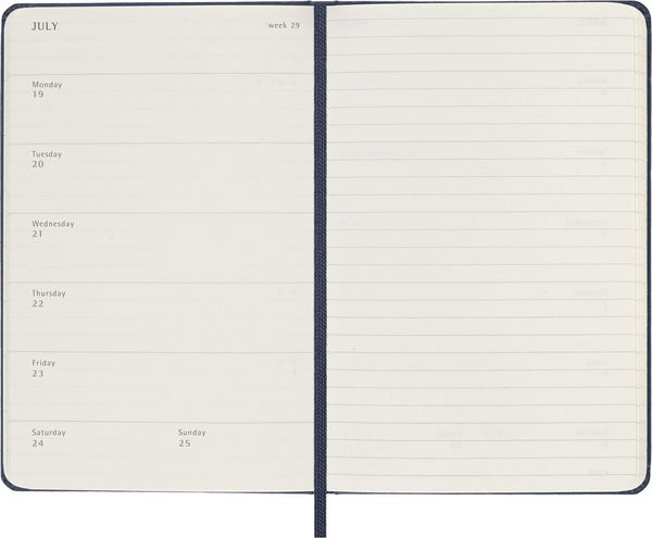 Produktbild: Moleskine 12 Monate Wochen Notizkalender 2027, Pocket/A6, 1 Wo = 1 Seite, rechts linierte Seite, Fester Einband, Saphir
