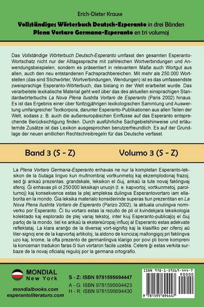 Produktbild: Vollst&auml;ndiges W&ouml;rterbuch Deutsch-Esperanto in drei B&auml;nden. Band 3 (S-Z)