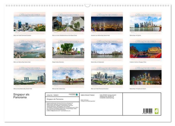 Produktbild: Singapur als Panorama (Wandkalender 2026 DIN A2 quer), CALVENDO Monatskalender