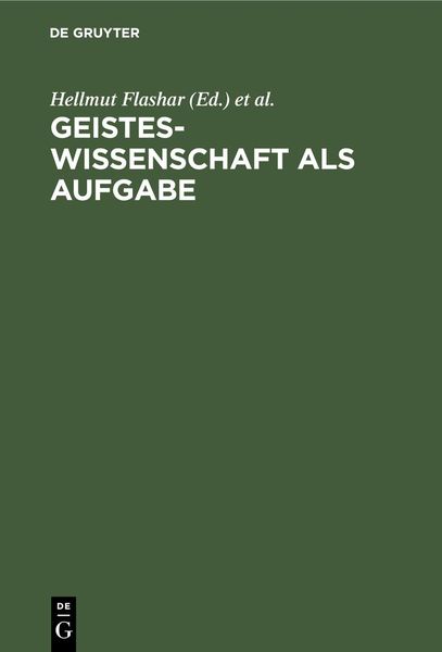 Produktbild: Geisteswissenschaft als Aufgabe