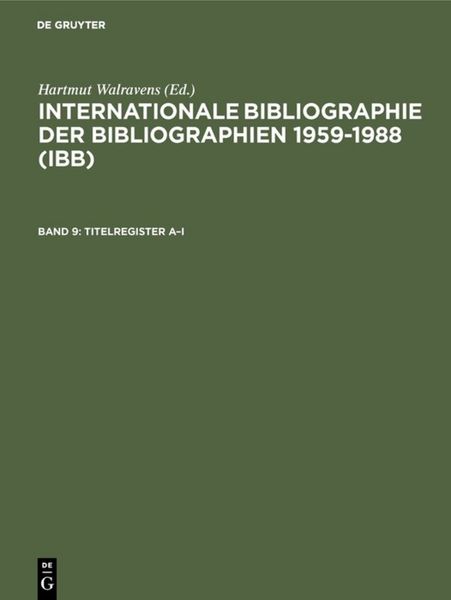 Produktbild: Titelregister A&ndash;I