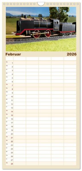 Produktbild: Familienplaner 2026 - Bahn-Nostalgie im Modell mit 5 Spalten (Wandkalender, 21 x 45 cm) CALVENDO