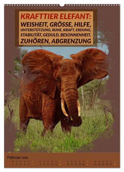 Produktbild: Afrikanische Krafttiere und deren Bedeutung (Wandkalender 2026 DIN A2 hoch), CALVENDO Monatskalender