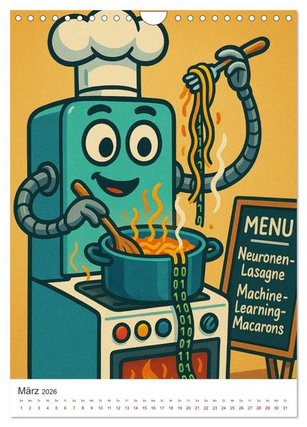Produktbild: Robo-Champs: Witz trifft auf Chip (Wandkalender 2026 DIN A4 hoch), CALVENDO Monatskalender