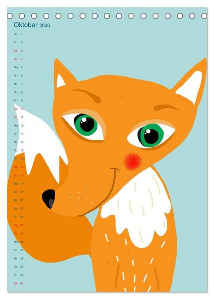 Produktbild: Tierische Motive von Little Miss Arty Illustrationen (Tischkalender 2026 DIN A5 hoch), CALVENDO Monatskalender