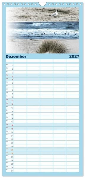 Produktbild: Familienplaner 2027 - K&uuml;stenstreifen an der Nordsee mit 5 Spalten (Wandkalender, 21 x 45 cm) CALVENDO