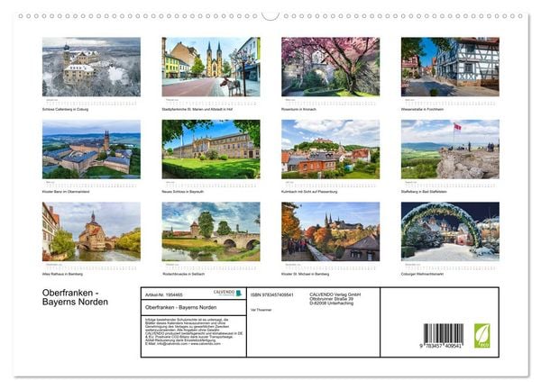 Produktbild: Oberfranken - Bayerns Norden (hochwertiger Premium Wandkalender 2026 DIN A2 quer), Kunstdruck in Hochglanz